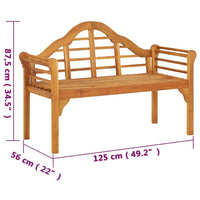 Garden Bench, Weather Resistant Brown Solid Acacia Wood, 49 Inch - BM340505