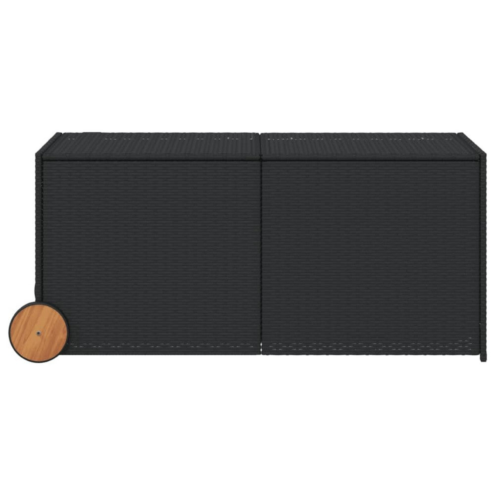 Lexie Outdoor Patio Storage Box, Black Rattan Wicker, Casters, 50 Inch - BM340506