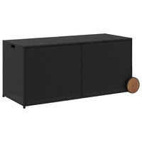 Lexie Outdoor Patio Storage Box, Black Rattan Wicker, Casters, 50 Inch - BM340506