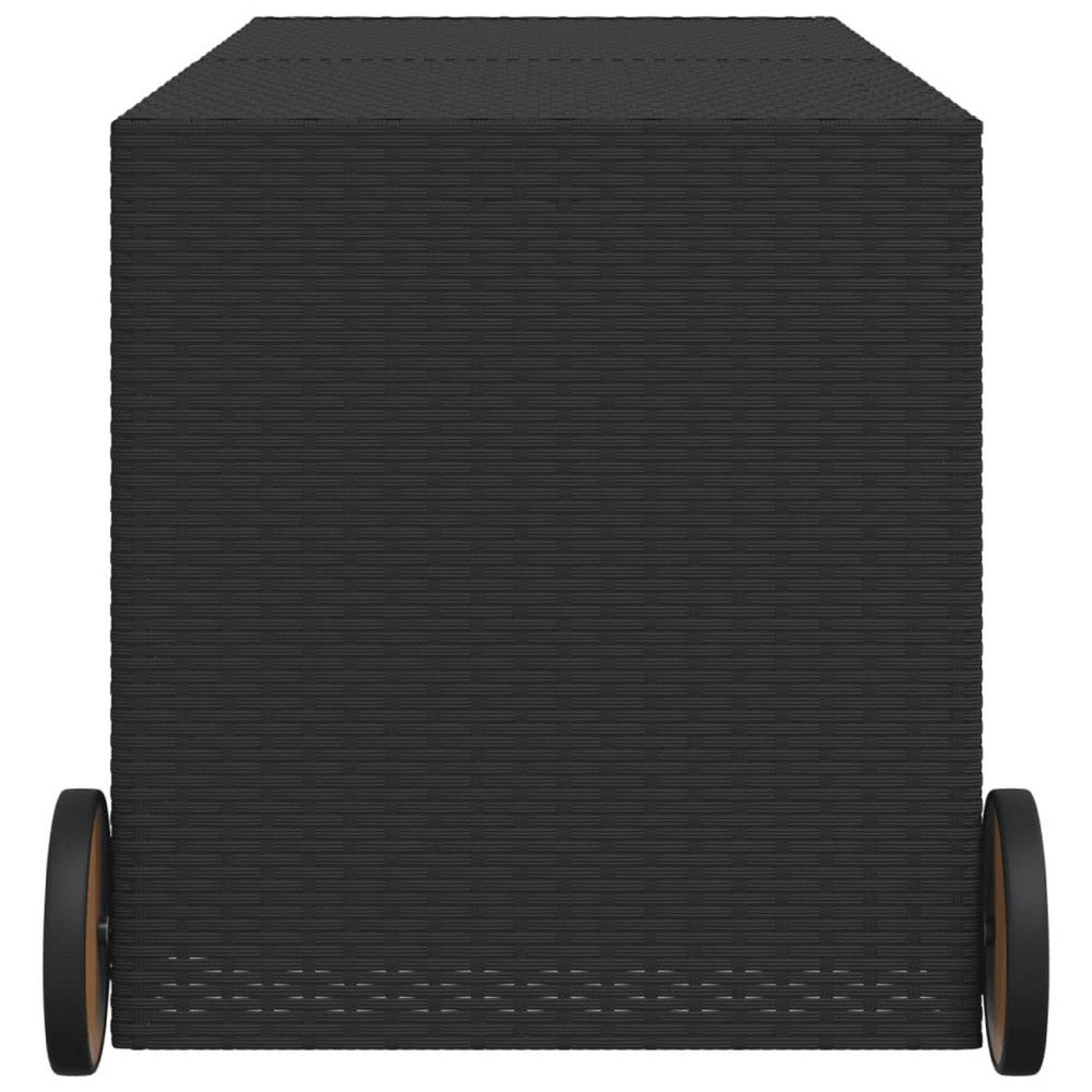 Lexie Outdoor Patio Storage Box, Black Rattan Wicker, Casters, 50 Inch - BM340506