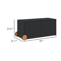 Lexie Outdoor Patio Storage Box, Black Rattan Wicker, Casters, 50 Inch - BM340506