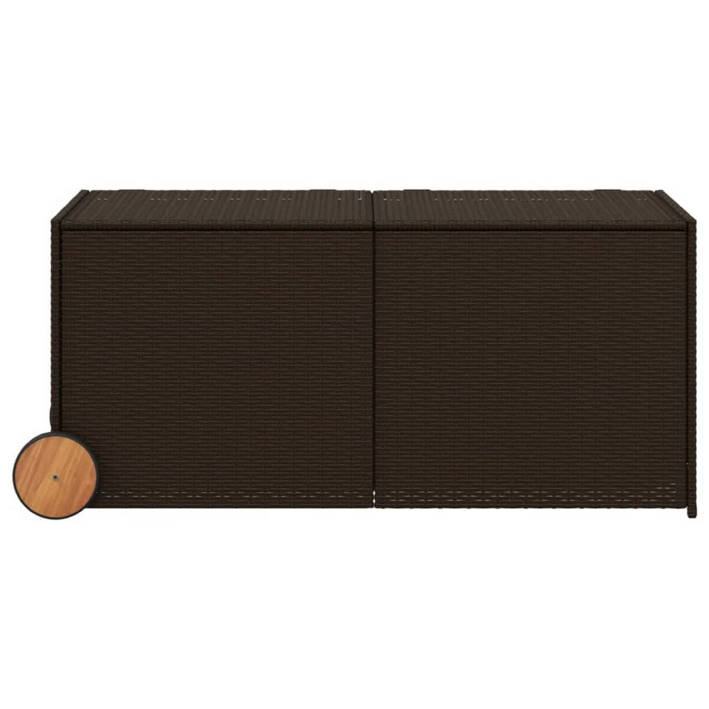 Lexie Outdoor Patio Storage Box, Brown Rattan Wicker, Casters, 50 Inch - BM340507