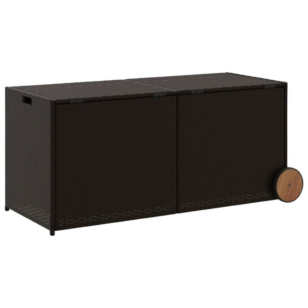 Lexie Outdoor Patio Storage Box, Brown Rattan Wicker, Casters, 50 Inch - BM340507