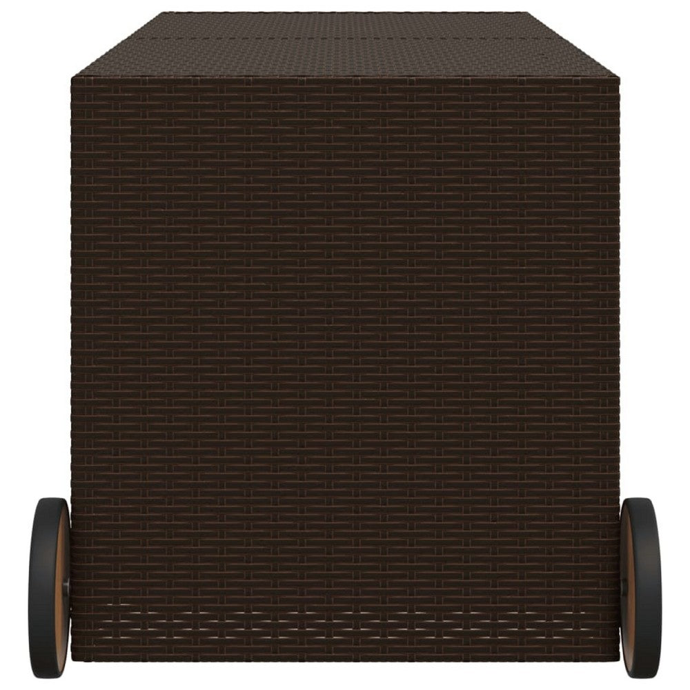 Lexie Outdoor Patio Storage Box, Brown Rattan Wicker, Casters, 50 Inch - BM340507