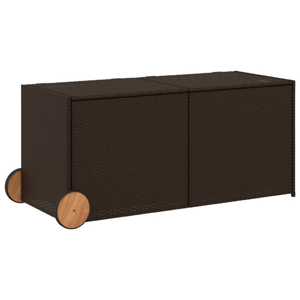 Lexie Outdoor Patio Storage Box, Brown Rattan Wicker, Casters, 50 Inch - BM340507