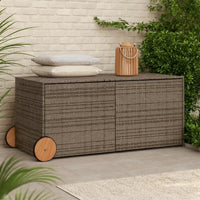 Lexie Outdoor Patio Storage Box, Gray Rattan Wicker, Casters, 50 Inch - BM340508