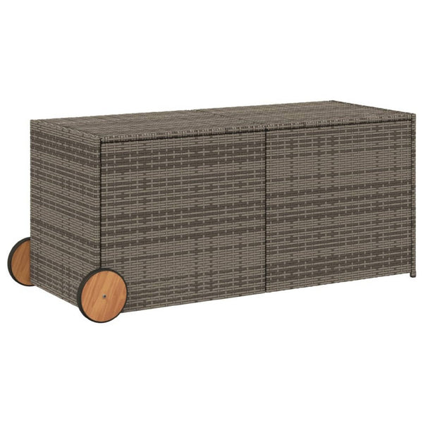Lexie Outdoor Patio Storage Box, Gray Rattan Wicker, Casters, 50 Inch - BM340508