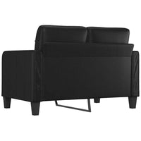 Otis 2 Seater Sofa, Tufted Plush Black Faux Leather Cushions, 54 Inch - BM340509