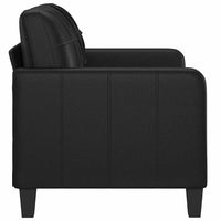 Otis 2 Seater Sofa, Tufted Plush Black Faux Leather Cushions, 54 Inch - BM340509