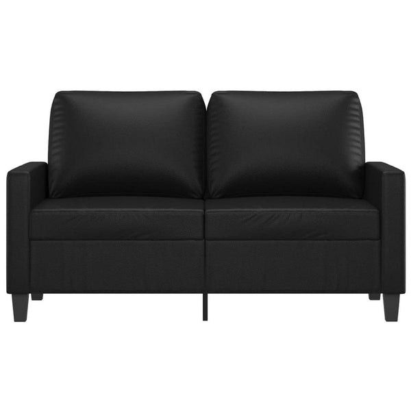 Otis 2 Seater Sofa, Sleek Black Faux Leather Cushions, 54 Inch - BM340510