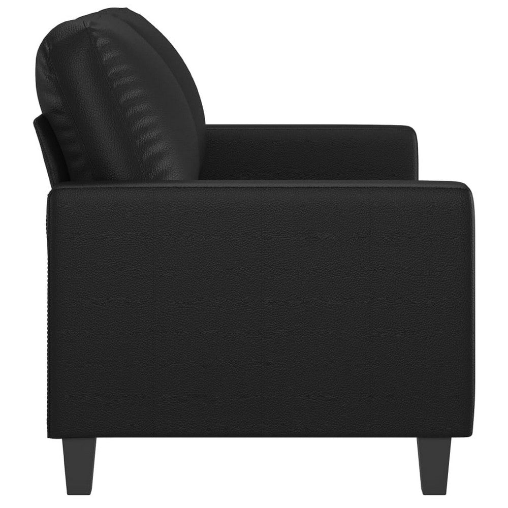 Otis 2 Seater Sofa, Sleek Black Faux Leather Cushions, 54 Inch - BM340510