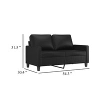 Otis 2 Seater Sofa, Sleek Black Faux Leather Cushions, 54 Inch - BM340510
