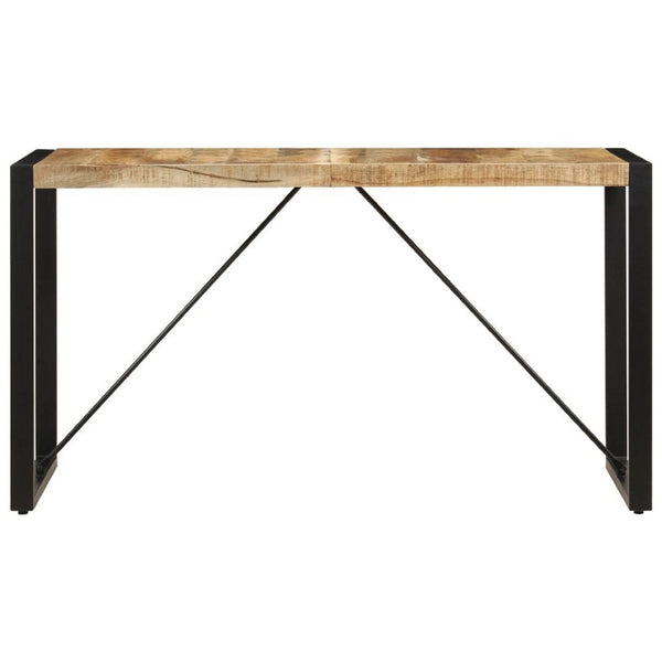 Rezza Dining Table, 55 Inch Brown Solid Mango Wood Top, Black Steel - BM340511
