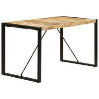 Rezza Dining Table, 55 Inch Brown Solid Mango Wood Top, Black Steel - BM340511