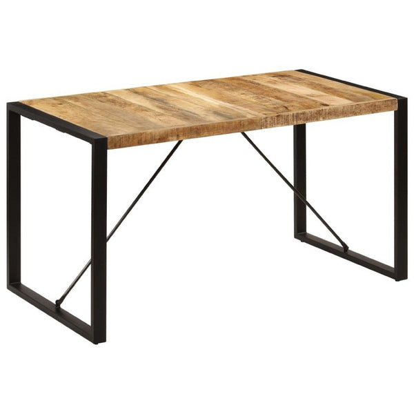 Rezza Dining Table, 55 Inch Brown Solid Mango Wood Top, Black Steel - BM340511