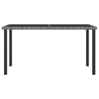 Garden Outdoor Dining Table, Gray Poly Rattan, Metal, 55 Inch Glass Top - BM340512