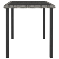 Garden Outdoor Dining Table, Gray Poly Rattan, Metal, 55 Inch Glass Top - BM340512