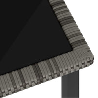 Garden Outdoor Dining Table, Gray Poly Rattan, Metal, 55 Inch Glass Top - BM340512