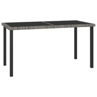Garden Outdoor Dining Table, Gray Poly Rattan, Metal, 55 Inch Glass Top - BM340512