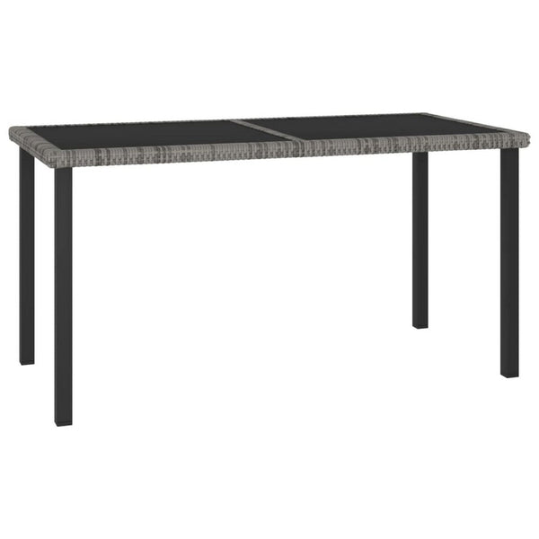 Garden Outdoor Dining Table, Gray Poly Rattan, Metal, 55 Inch Glass Top - BM340512