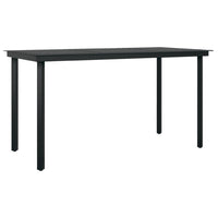 Viene Garden Outdoor Dining Table, Black Powder Coated Steel, 55 Inch Glass Top - BM340513