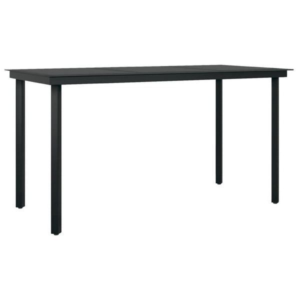 Viene Garden Outdoor Dining Table, Black Powder Coated Steel, 55 Inch Glass Top - BM340513