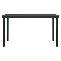 Viene Garden Outdoor Dining Table, Black Powder Coated Steel, 55 Inch Glass Top - BM340513