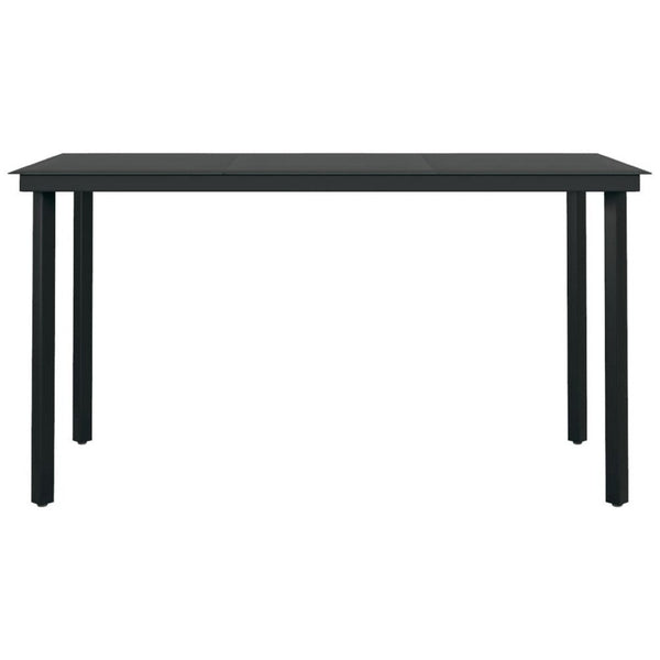 Viene Garden Outdoor Dining Table, Black Powder Coated Steel, 55 Inch Glass Top - BM340513