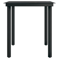 Viene Garden Outdoor Dining Table, Black Powder Coated Steel, 55 Inch Glass Top - BM340513