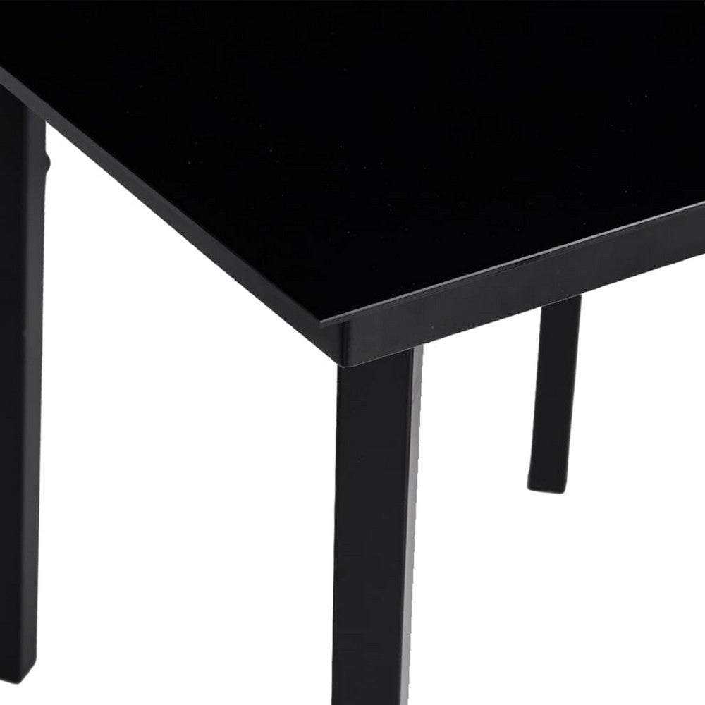 Viene Garden Outdoor Dining Table, Black Powder Coated Steel, 55 Inch Glass Top - BM340513