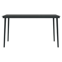 Viene Garden Outdoor Dining Table, Black Powder Coated Steel, 55 Inch Glass Top - BM340514