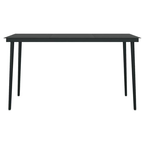 Viene Garden Outdoor Dining Table, Black Powder Coated Steel, 55 Inch Glass Top - BM340514