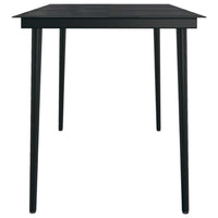 Viene Garden Outdoor Dining Table, Black Powder Coated Steel, 55 Inch Glass Top - BM340514
