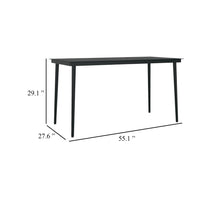 Viene Garden Outdoor Dining Table, Black Powder Coated Steel, 55 Inch Glass Top - BM340514