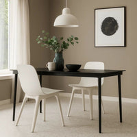 Viene Garden Outdoor Dining Table, Black Powder Coated Steel, 55 Inch Glass Top - BM340514