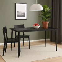 Viene Garden Outdoor Dining Table, Black Powder Coated Steel, 55 Inch Glass Top - BM340514