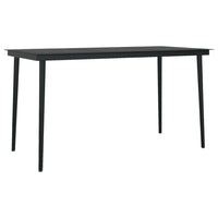 Viene Garden Outdoor Dining Table, Black Powder Coated Steel, 55 Inch Glass Top - BM340514