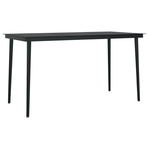 Viene Garden Outdoor Dining Table, Black Powder Coated Steel, 55 Inch Glass Top - BM340514