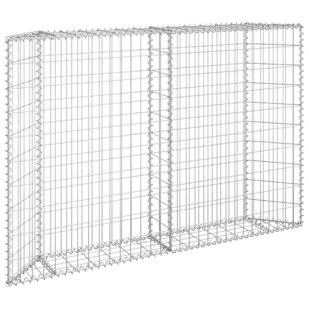 Gabion Raised Flower Bed Planter, Angled Geometric Silver Steel, 59 Inch - BM340515