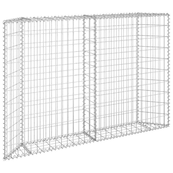 Gabion Raised Flower Bed Planter, Angled Geometric Silver Steel, 59 Inch - BM340515