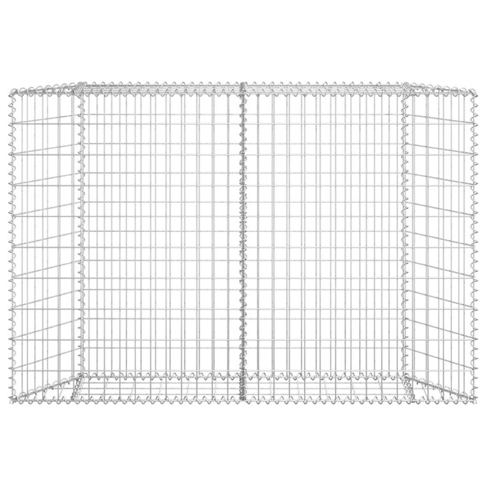 Gabion Raised Flower Bed Planter, Angled Geometric Silver Steel, 59 Inch - BM340515