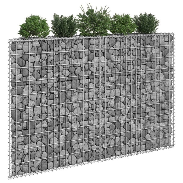 Gabion Raised Flower Bed Planter, Angled Geometric Silver Steel, 59 Inch - BM340515
