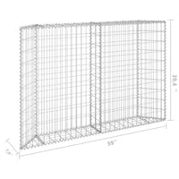 Gabion Raised Flower Bed Planter, Angled Geometric Silver Steel, 59 Inch - BM340515