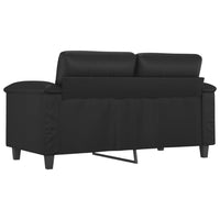 2 Seater Sofa, Black Faux Leather, Tufted Cushions, Steel, 59 Inch - BM340516