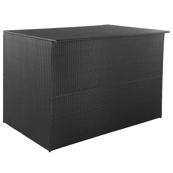 Outdoor Storage Box, Black Poly Rattan, Powder-Coated Steel, 59 Inch - BM340517