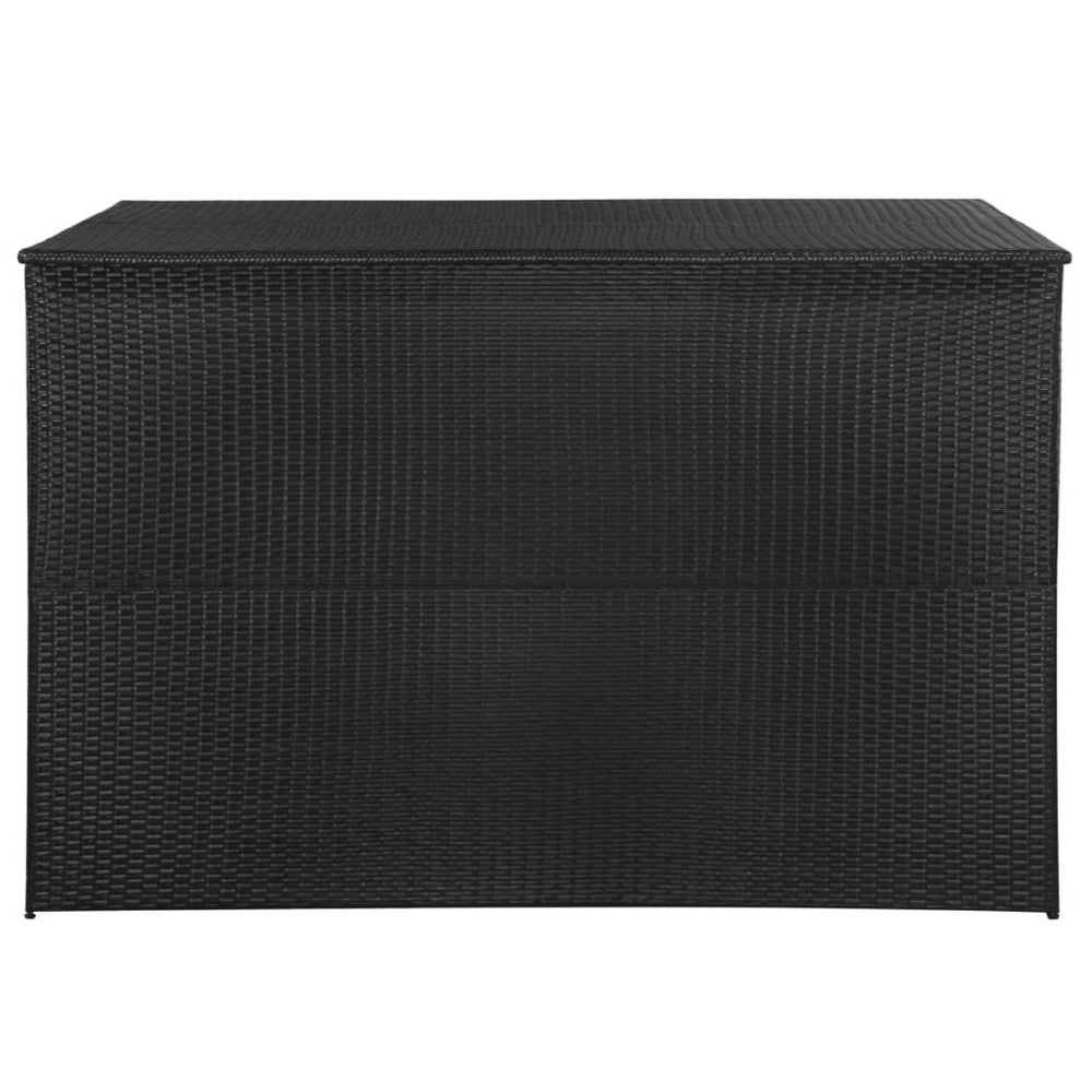 Outdoor Storage Box, Black Poly Rattan, Powder-Coated Steel, 59 Inch - BM340517