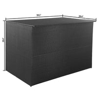 Outdoor Storage Box, Black Poly Rattan, Powder-Coated Steel, 59 Inch - BM340517