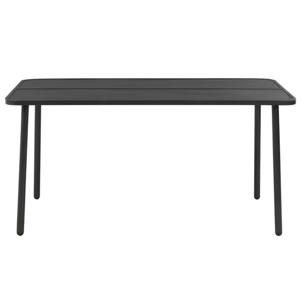 Outdoor Dining Table, Gray Powder-Coated Steel, Rectangular 59 Inch Top - BM340518