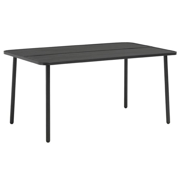 Outdoor Dining Table, Gray Powder-Coated Steel, Rectangular 59 Inch Top - BM340518