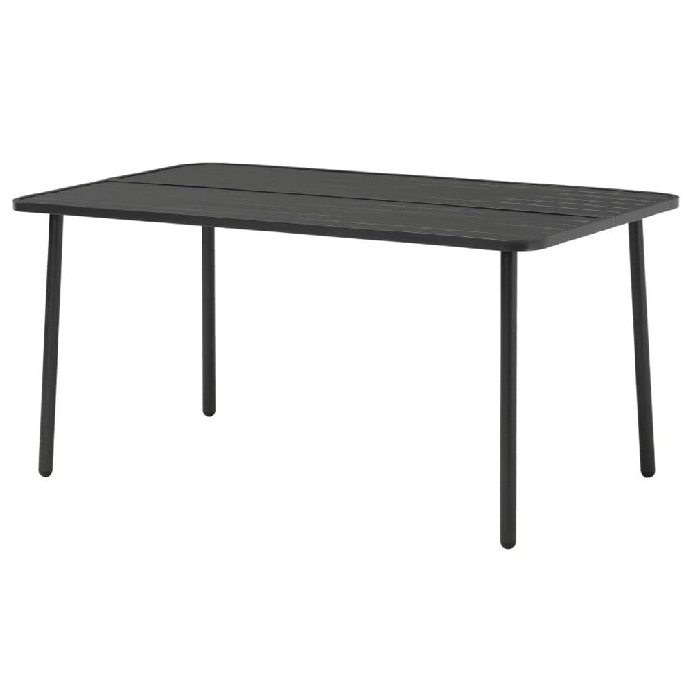 Outdoor Dining Table, Gray Powder-Coated Steel, Rectangular 59 Inch Top - BM340518